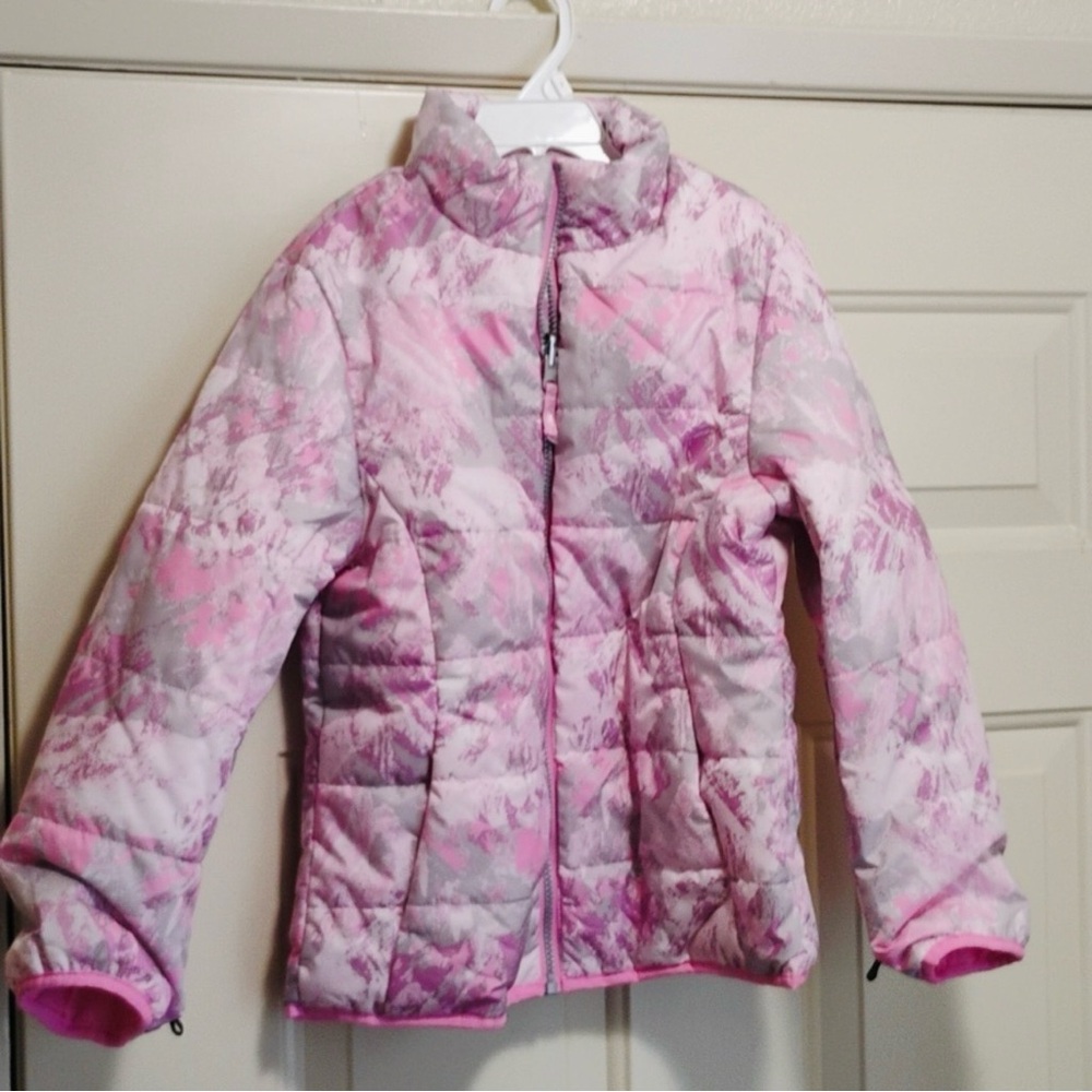 ✨ GERRY ✨ Pink Watercolor Puffer Winter Coat Ski Jacket Size M (10/12)
